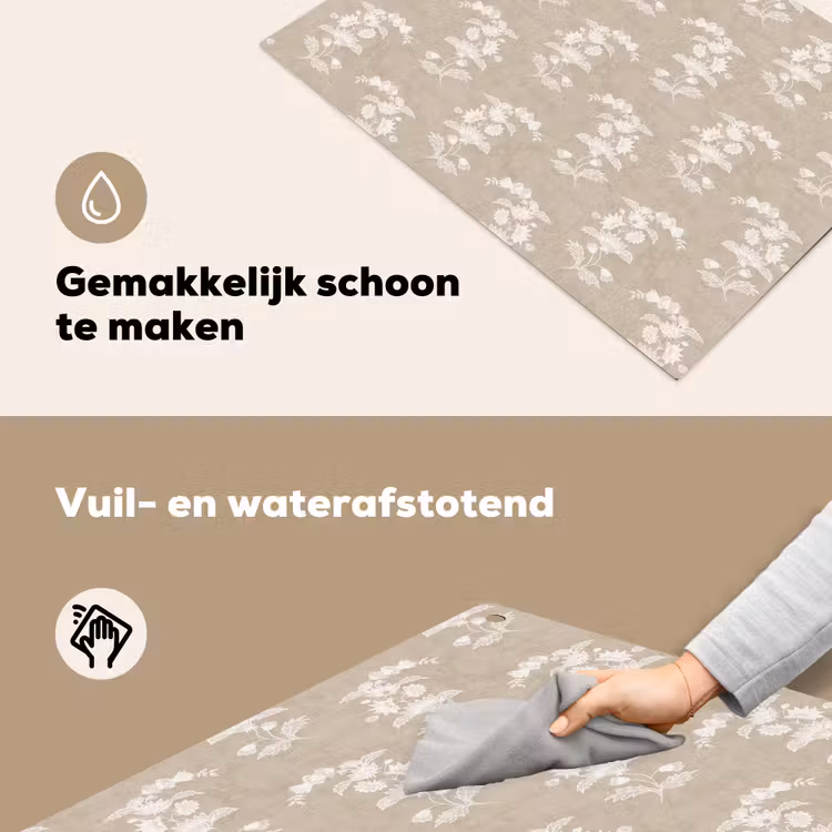 Motief - Beige - Linnen Inductie beschemer met haakjes klein 777 -ky-schoon-nl