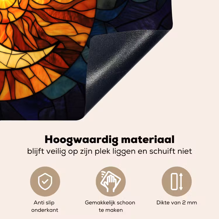 Mozaïek - Glas - Maan - Donkerblauw Inductie beschemer met haakjes klein -ky-onderkant-nl