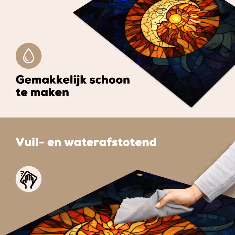 Mozaïek - Glas - Maan - Donkerblauw Inductie beschemer met haakjes klein -ky-schoon-nl