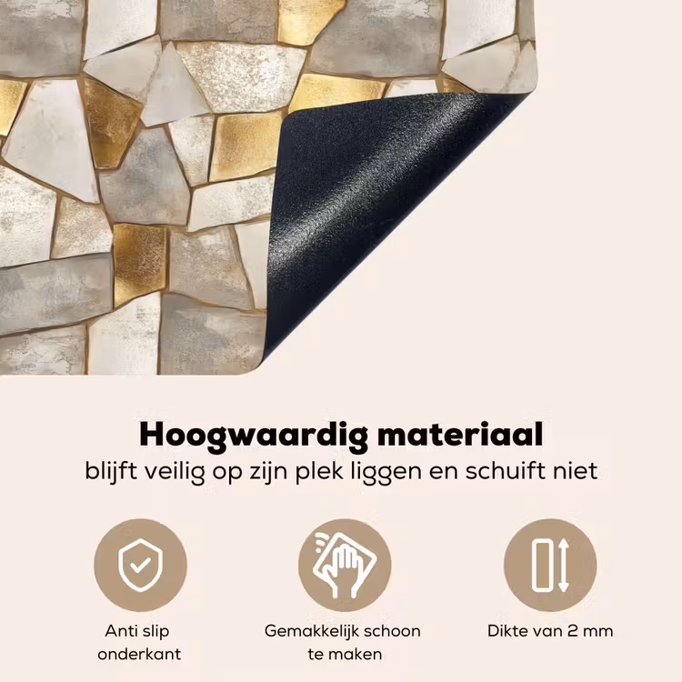 Mozaïek - Marmer - Goud Inductie beschemer met haakjes klein 777 -ky-onderkant-nl
