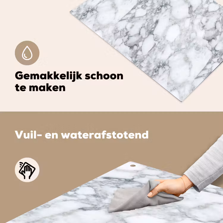 Mozaïek - Marmer - Wit - Onregelmatig Inductie beschemer met haakjes klein 777 -ky-schoon-nl