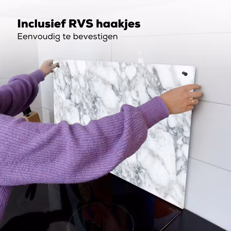 Mozaïek - Marmer - Wit - Onregelmatig Inductie beschemer met haakjes klein 777 -ky-ophangen-nl