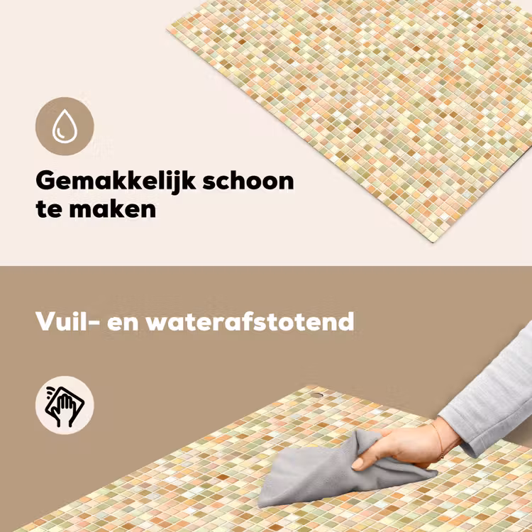 Mozaïek - Patroon - Terracotta Inductie beschemer met haakjes klein 777 -ky-schoon-nl