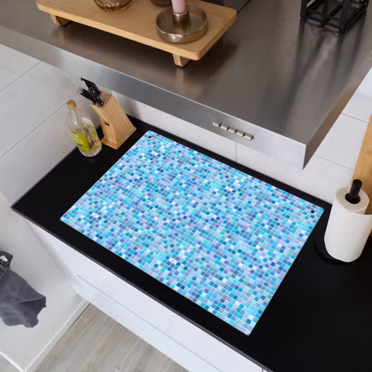 Mozaïek - Patroon - Turquoise Inductie beschemer met haakjes klein 777 -sfeer1
