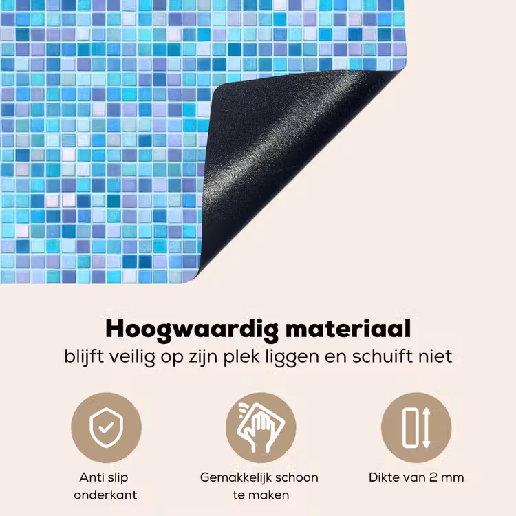 Mozaïek - Patroon - Turquoise Inductie beschemer met haakjes klein 777 -ky-onderkant-nl