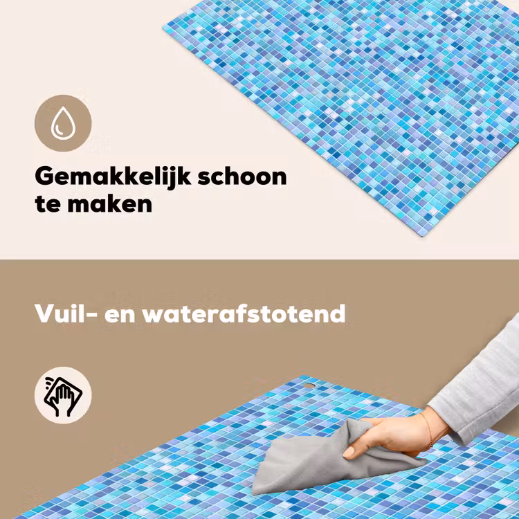 Mozaïek - Patroon - Turquoise Inductie beschemer met haakjes klein 777 -ky-schoon-nl