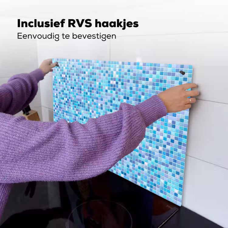 Mozaïek - Patroon - Turquoise Inductie beschemer met haakjes klein 777 -ky-ophangen-nl