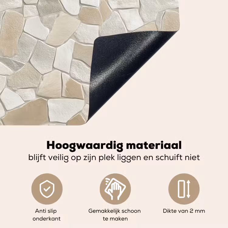 Mozaïek - Stenen - Beige Inductie beschemer met haakjes klein 777 -ky-onderkant-nl
