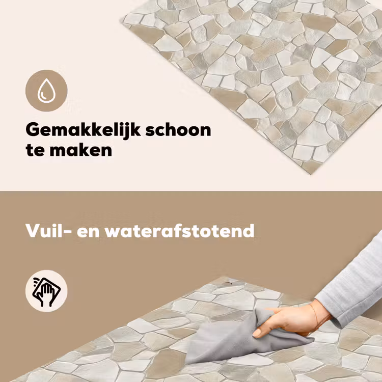 Mozaïek - Stenen - Beige Inductie beschemer met haakjes klein 777 -ky-schoon-nl