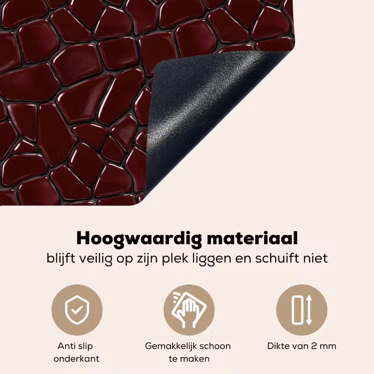 Mozaïek - Tegel - Bordeauxrood Inductie beschemer met haakjes klein 777 -ky-onderkant-nl