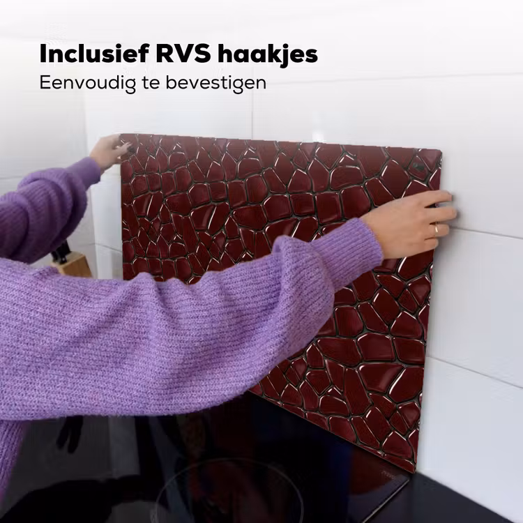 Mozaïek - Tegel - Bordeauxrood Inductie beschemer met haakjes klein 777 -ky-ophangen-nl