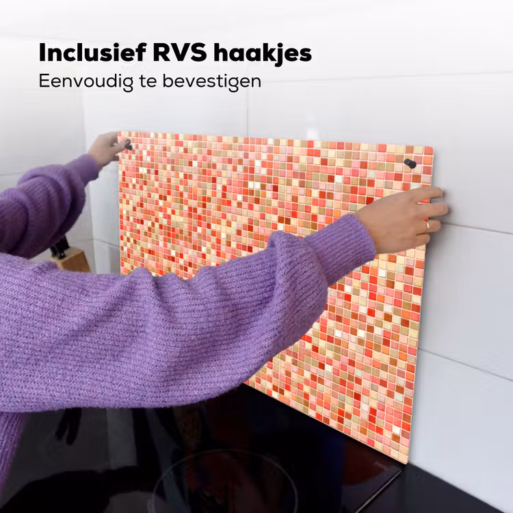 Mozaïek - Tegel - Patroon - Kleurrijk Inductie beschemer met haakjes klein 777 -ky-ophangen-nl