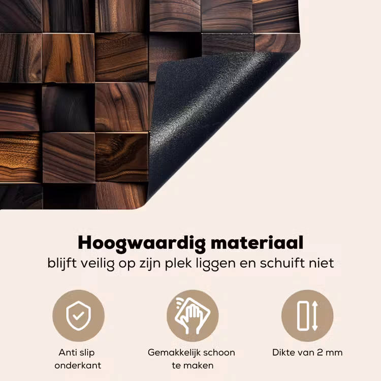 Mozaïek van Houttexturen Inductie beschemer met haakjes middel -ky-onderkant-nl
