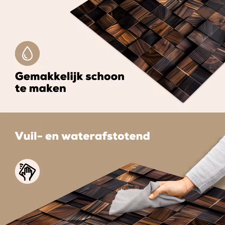 Mozaïek van Houttexturen Inductie beschemer met haakjes middel -ky-schoon-nl
