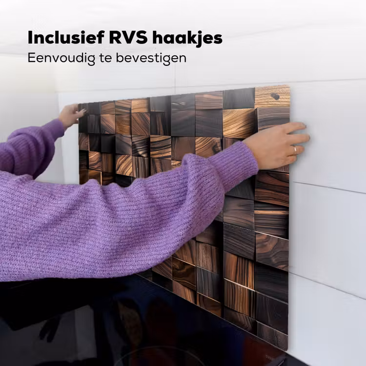 Mozaïek van Houttexturen Inductie beschemer met haakjes middel -ky-ophangen-nl