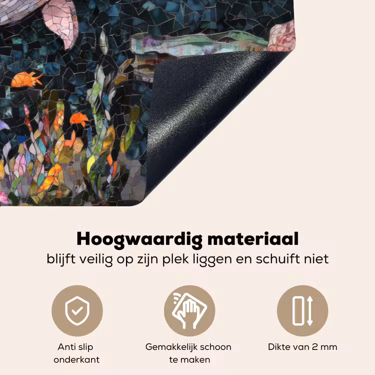 Mozaïek - Walvis - Koraal - Water Inductie beschemer met haakjes klein -ky-onderkant-nl