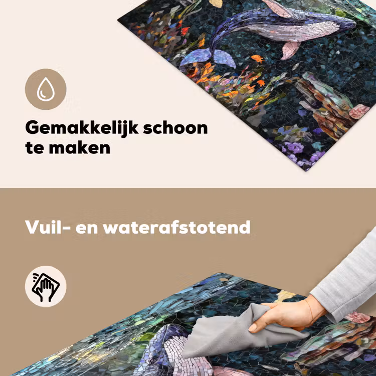Mozaïek - Walvis - Koraal - Water Inductie beschemer met haakjes klein -ky-schoon-nl