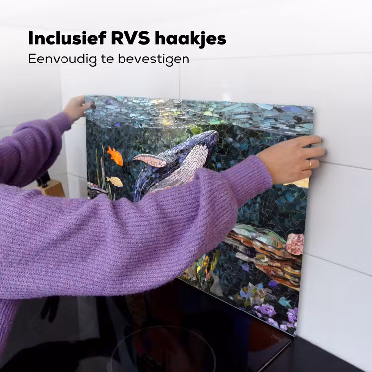 Mozaïek - Walvis - Koraal - Water Inductie beschemer met haakjes klein -ky-ophangen-nl