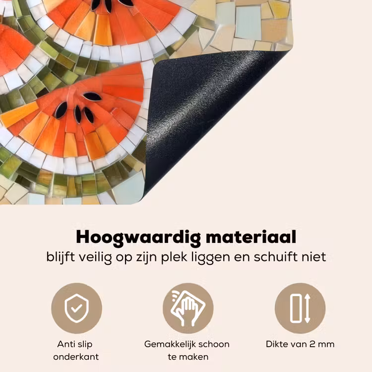 Mozaïek - Watermeloen - Rood - Pitten Inductie beschemer met haakjes klein -ky-onderkant-nl