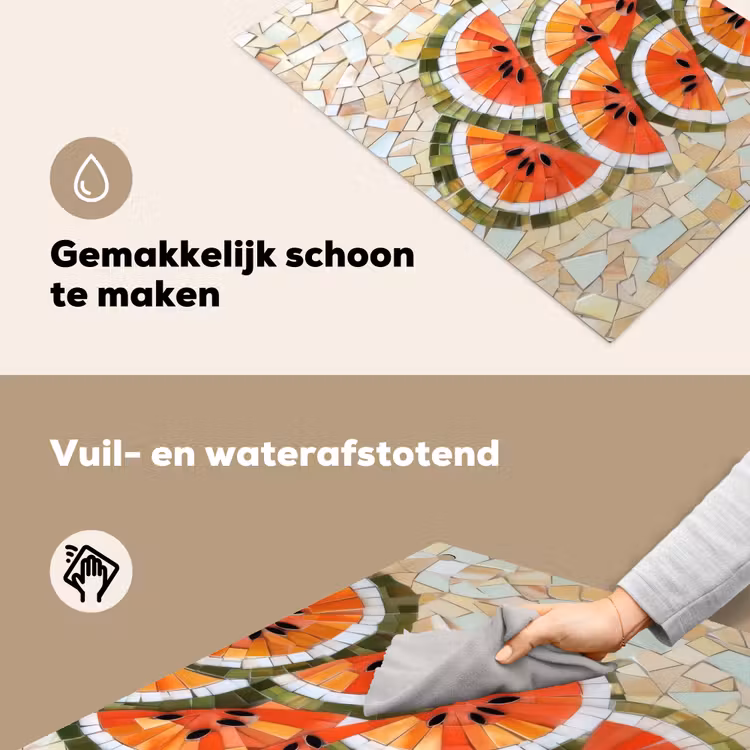 Mozaïek - Watermeloen - Rood - Pitten Inductie beschemer met haakjes klein -ky-schoon-nl