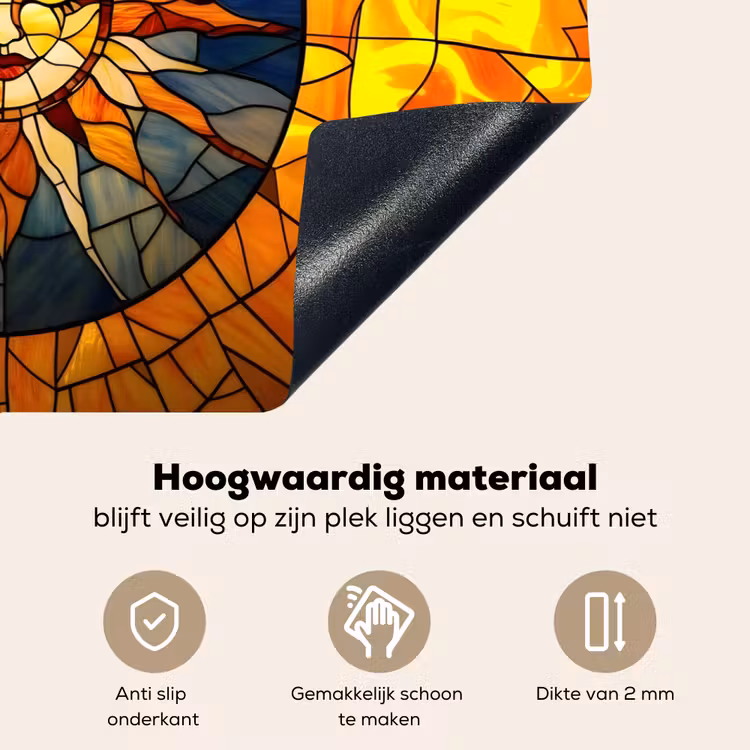 Mozaïek - Zon - Geel - Cirkel Inductie beschemer met haakjes klein -ky-onderkant-nl