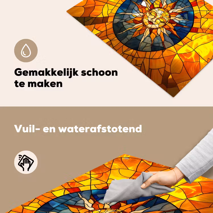 Mozaïek - Zon - Geel - Cirkel Inductie beschemer met haakjes klein -ky-schoon-nl