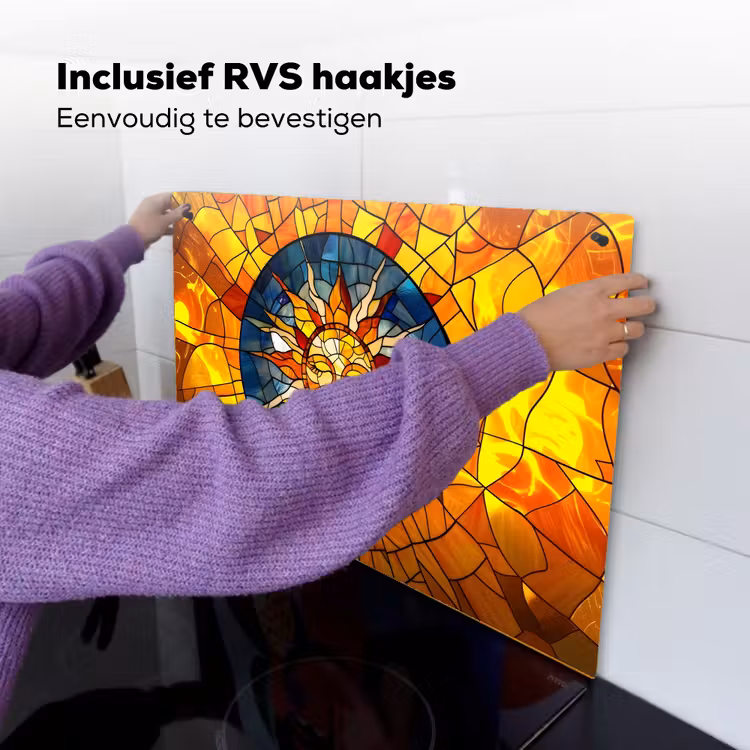 Mozaïek - Zon - Geel - Cirkel Inductie beschemer met haakjes klein -ky-ophangen-nl