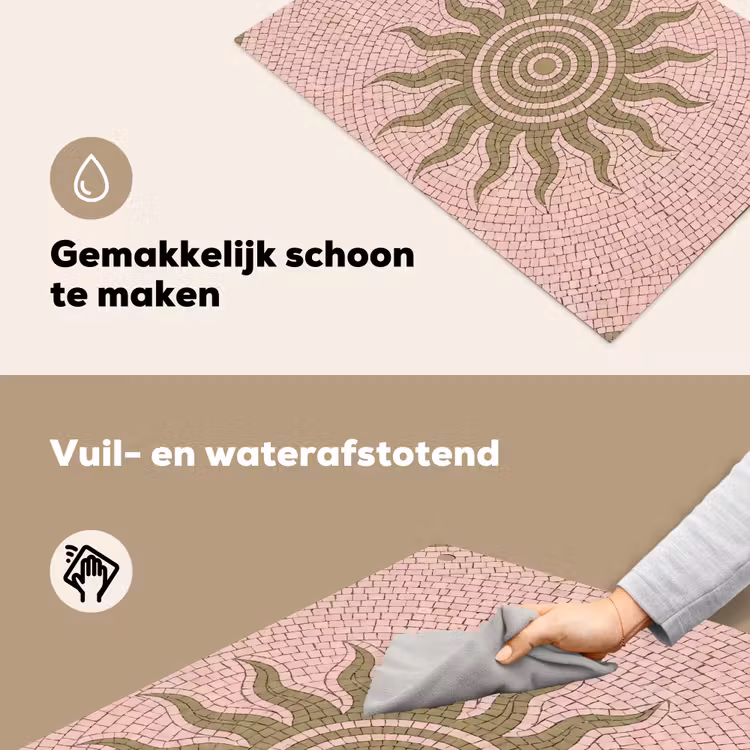 Mozaïek - Zon - Patroon - Klassiek - Roze Inductie beschemer met haakjes klein -ky-schoon-nl