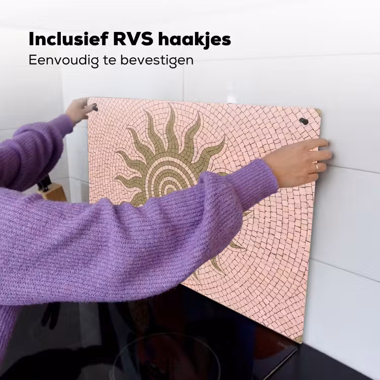Mozaïek - Zon - Patroon - Klassiek - Roze Inductie beschemer met haakjes klein -ky-ophangen-nl