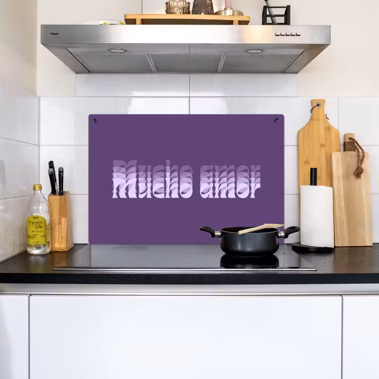 Mucho amor - Paars - Grafisch Inductie beschemer met haakjes klein -ky-onderkant-nl