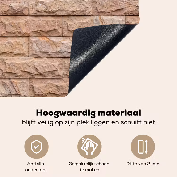 Muur - Steen - Ruw - Textuur - Beige Inductie beschemer met haakjes klein -ky-onderkant-nl