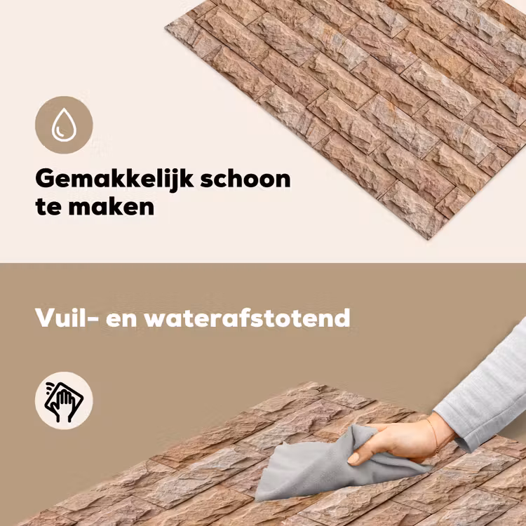 Muur - Steen - Ruw - Textuur - Beige Inductie beschemer met haakjes klein -ky-schoon-nl