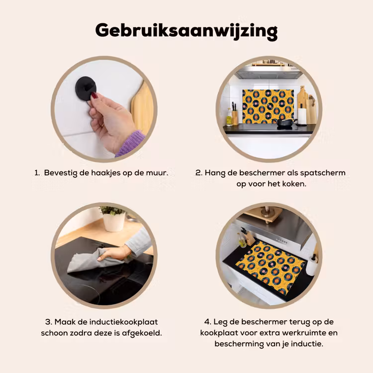 Muziek - Patroon - Geel Inductie beschemer met haakjes klein 777 -ky-gebruik-nl