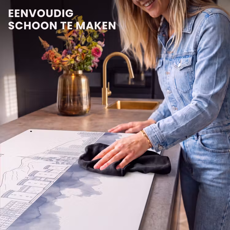 Napels - Skyline - Italie - Lijntekening - Aquarel Inductie beschemer met haakjes klein -ky-schoon-nl