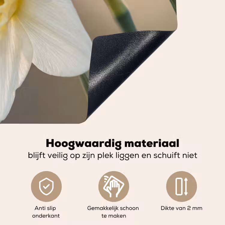 Narcis - Bloem - Minimalistisch Inductie beschemer met haakjes klein -ky-onderkant-nl
