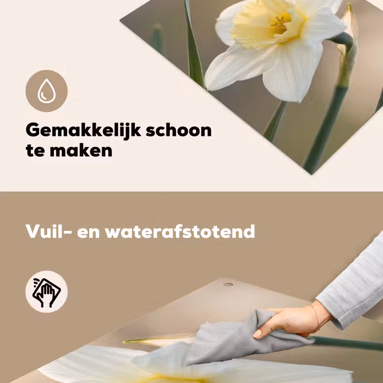 Narcis - Bloem - Minimalistisch Inductie beschemer met haakjes klein -ky-schoon-nl