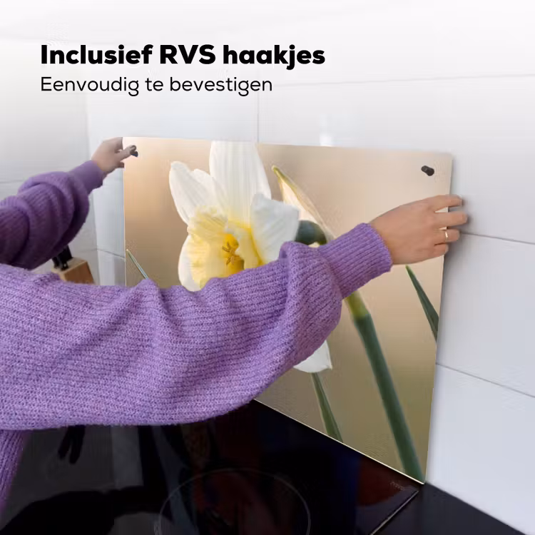 Narcis - Bloem - Minimalistisch Inductie beschemer met haakjes klein -ky-ophangen-nl