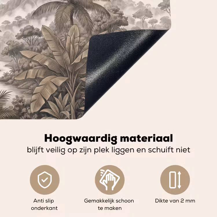 Natuur - Bergen - Rivier - Tropisch - Vintage Inductie beschemer met haakjes klein -ky-onderkant-nl