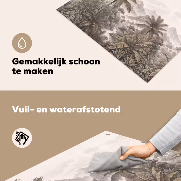 Natuur - Bergen - Rivier - Tropisch - Vintage Inductie beschemer met haakjes klein -ky-schoon-nl