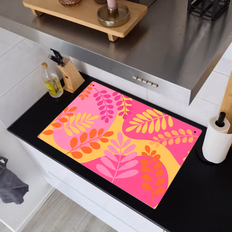 Natuur - Bladeren - Abstract - Roze - Geel Inductie beschemer met haakjes klein -sfeer1