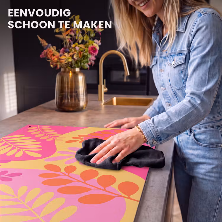 Natuur - Bladeren - Abstract - Roze - Geel Inductie beschemer met haakjes klein -ky-schoon-nl