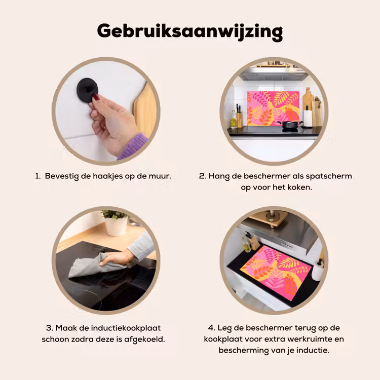 Natuur - Bladeren - Abstract - Roze - Geel Inductie beschemer met haakjes klein -ky-gebruik-nl