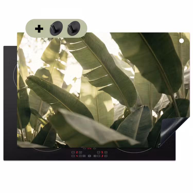 Natuur - Bladeren - Groen - Tropisch - Detail Inductie beschemer met haakjes klein -3d