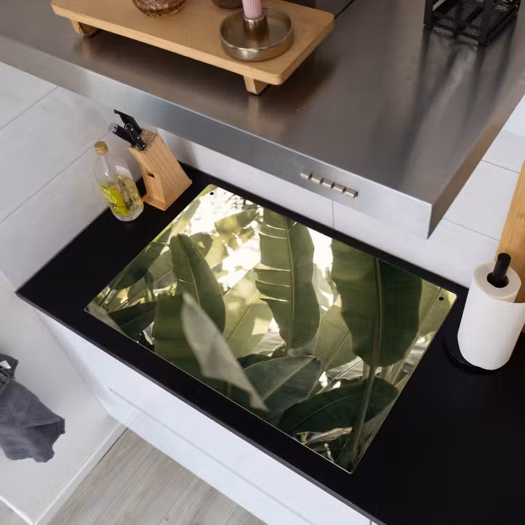 Natuur - Bladeren - Groen - Tropisch - Detail Inductie beschemer met haakjes klein -sfeer1