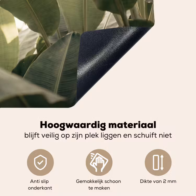Natuur - Bladeren - Groen - Tropisch - Detail Inductie beschemer met haakjes klein -ky-onderkant-nl