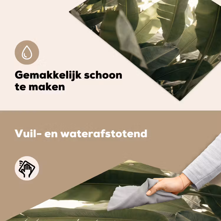 Natuur - Bladeren - Groen - Tropisch - Detail Inductie beschemer met haakjes klein -ky-schoon-nl