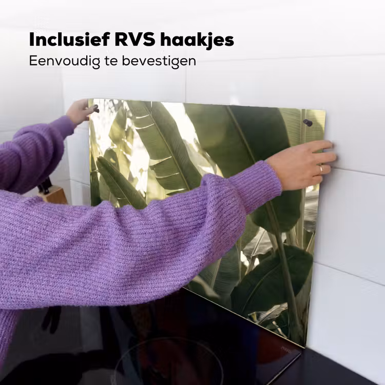 Natuur - Bladeren - Groen - Tropisch - Detail Inductie beschemer met haakjes klein -ky-ophangen-nl