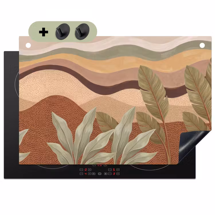 Natuur - Bladeren - Landschap - Abstract - Aardetinten Inductie beschemer met haakjes klein -3d