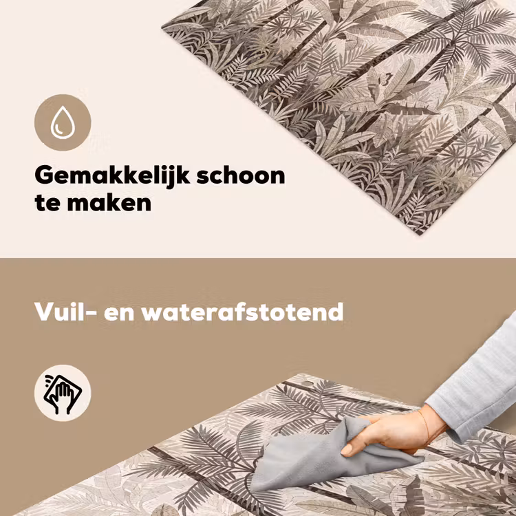 Natuur - Bladeren - Landschap - Mozaïek - Beige Inductie beschemer met haakjes klein -ky-schoon-nl
