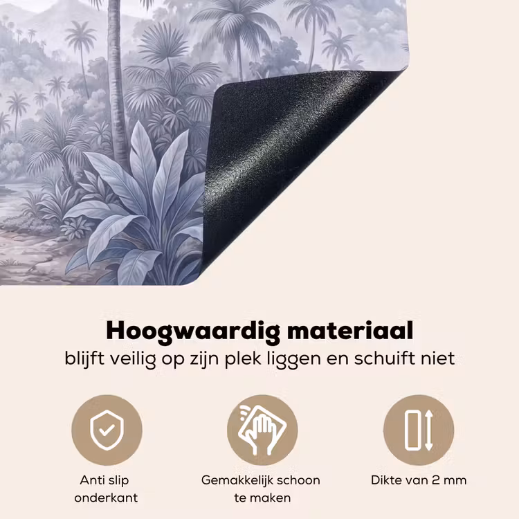 Natuur - Boom - Tropisch - Landschap - Blauw Inductie beschemer met haakjes klein -ky-onderkant-nl